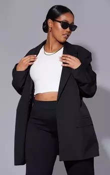 PrettyLittleThing Черный однобортный пиджак оверсайз с объемными плечами и супер-плечами