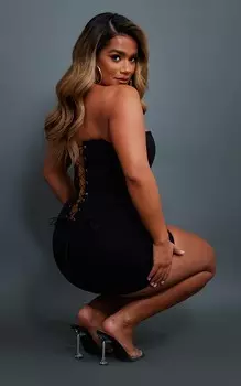 PrettyLittleThing Черный тканый корсет на шнуровке сзади