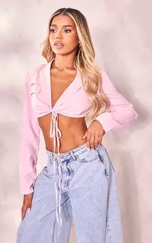 PrettyLittleThing Детская розовая рубашка с запахом