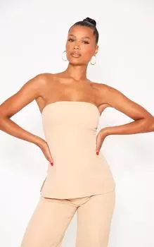 PrettyLittleThing Длинное бандо из каменной ткани с разрезом на подоле