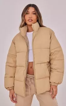 PrettyLittleThing Длинный пуховик Stone Soft Touch с нейлоновой подкладкой