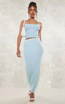 PrettyLittleThing Двухцветная вязаная юбка мидакси василькового цвета