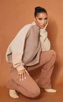 PrettyLittleThing Джемпер в стиле оверсайз с цветными блоками Stone