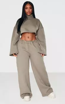 PrettyLittleThing Джоггеры с широкими штанинами и поясом цвета хаки