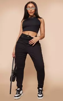 PrettyLittleThing Форма черные джинсы из суперэластичного денима с высокой талией