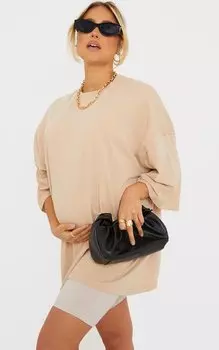 PrettyLittleThing Футболка из стираного хлопка оверсайз для беременных Stone