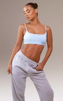 PrettyLittleThing Голубой хлопковый бюстгальтер без косточек с круглым вырезом