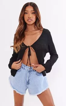 PrettyLittleThing Голубые джинсовые шорты с необработанным краем и широкими штанинами