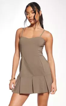 PrettyLittleThing Хаки Бенгалинское облегающее платье с контрастными бретелями и плиссировкой