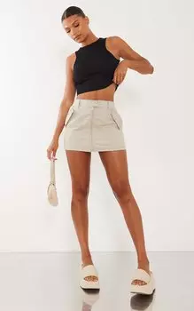 PrettyLittleThing Юбка-карго Stone Twill на молнии спереди