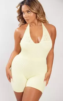 PrettyLittleThing Комбинезон вязки под грудью в форме лимона