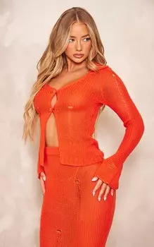 PrettyLittleThing Коралловый вязаный кардиган на пуговицах спереди