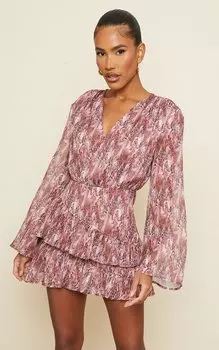 PrettyLittleThing Коричневое платье прямого кроя с леопардовым принтом