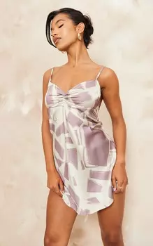 PrettyLittleThing Коричневое платье прямого кроя со сборками и бретелями с животным принтом