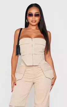 PrettyLittleThing Корсет с тканой молнией спереди в форме камня