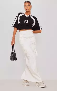 PrettyLittleThing Кремовая длинная юбка с карманами-карго
