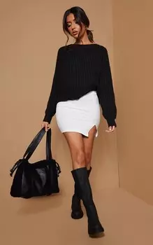 PrettyLittleThing Кремовая мини-юбка с разрезом