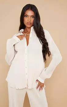 PrettyLittleThing Кремовая плиссированная рубашка для беременных