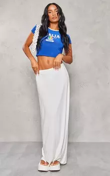 PrettyLittleThing Кремовая юбка макси с драпировкой Soft Touch с низкой посадкой