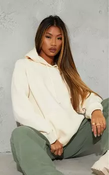 PrettyLittleThing Кремовое худи с тиснением