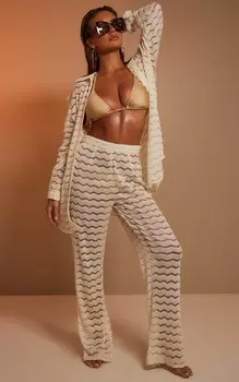 PrettyLittleThing Кремовые фактурные пляжные брюки оверсайз