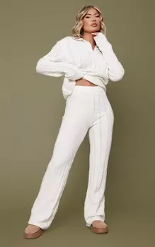 PrettyLittleThing Кремовые контрастные трикотажные брюки