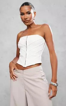 PrettyLittleThing Кремовый корсет Bandage со структурированными панелями на крючках и глазах