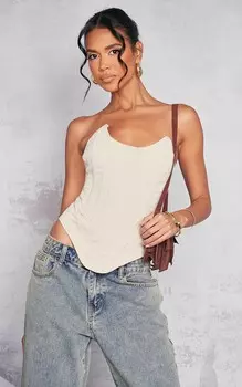 PrettyLittleThing Кремовый удлиненный структурированный корсет-карго на косточке