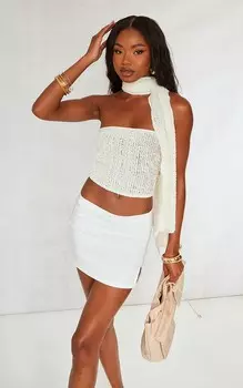 PrettyLittleThing Кремовый вязаный фактурный шейный шарф-бандо