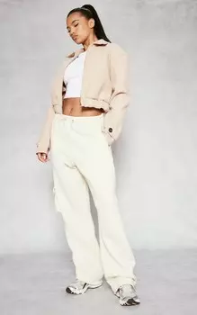 PrettyLittleThing Куртка-бомбер с эффектом каменной шерсти на молнии спереди