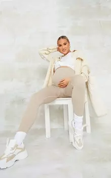 PrettyLittleThing Леггинсы в рубчик с контуром камня для беременных