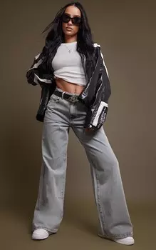 PrettyLittleThing Легкие широкие джинсы Vintage Light Wash