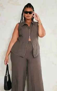 PrettyLittleThing Легкий топ Plus на молнии цвета хаки