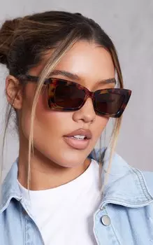 PrettyLittleThing Массивные расклешенные солнцезащитные очки «кошачий глаз» черепаховой расцветки