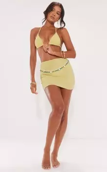 PrettyLittleThing Мини-пляжная юбка с фактурным блеском цвета шартрез