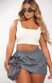 PrettyLittleThing Мини-юбка карго темно-серого цвета с застежкой на талии