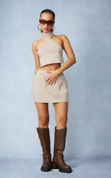 PrettyLittleThing Мини-юбка Petite Stone Micro