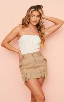 PrettyLittleThing Мини-юбка с карманами-карго Stone