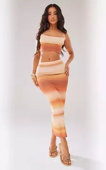 PrettyLittleThing Миниатюрная оранжевая макси-юбка с низкой посадкой и эффектом омбре