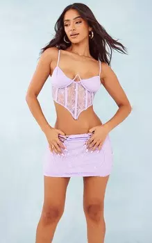 PrettyLittleThing Миниатюрная сиреневая кружевная мини-юбка