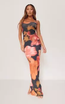 PrettyLittleThing Миниатюрное красное платье макси с цветочным принтом