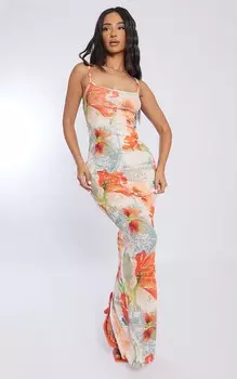 PrettyLittleThing Миниатюрное платье макси с разноцветным абстрактным принтом и цветочным принтом