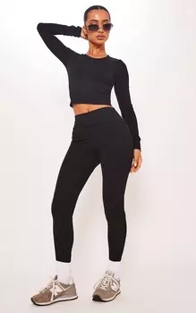 PrettyLittleThing Миниатюрные черные леггинсы с контурным силуэтом