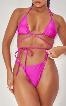 PrettyLittleThing Миниатюрные плавки бикини с уплотнительными кольцами цвета фуксии