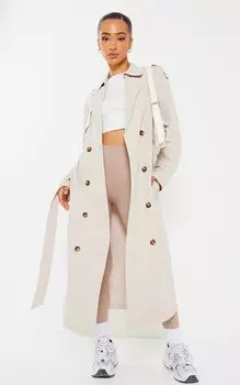 PrettyLittleThing Миниатюрный светло-серый объемный тренч