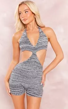 PrettyLittleThing Монохромный вязаный комбинезон с вырезами Spacedye