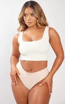 PrettyLittleThing Мягкий бесшовный укороченный топ с круглым вырезом Shape Stone