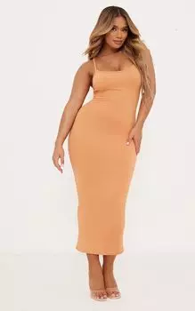 PrettyLittleThing Мягкое бесшовное платье мидакси Shape Clay