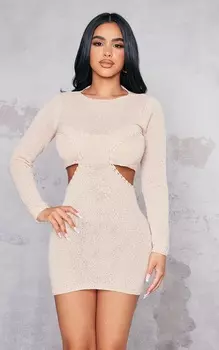 PrettyLittleThing Облегающее мини-платье Petite Stone с вырезами