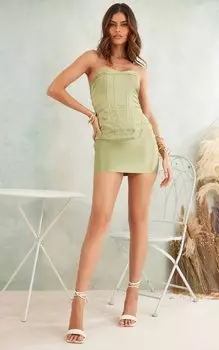 PrettyLittleThing Облегающее платье из атласного корсета Sage